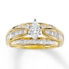 Thumbnail Image 0 of Previously Owned Engagement Ring 1 ct tw Marquise, Baguette & Round-cut Diamonds 14K Yellow Gold