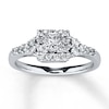 Thumbnail Image 0 of Previously Owned Engagement Ring 3/4 ct tw Princess & Round-cut Diamonds 14K White Gold