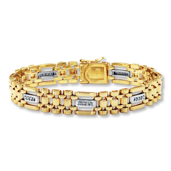 Previously Owned Men's Diamond Bracelet 1/2 ct tw Round-cut 10K Two-Tone Gold