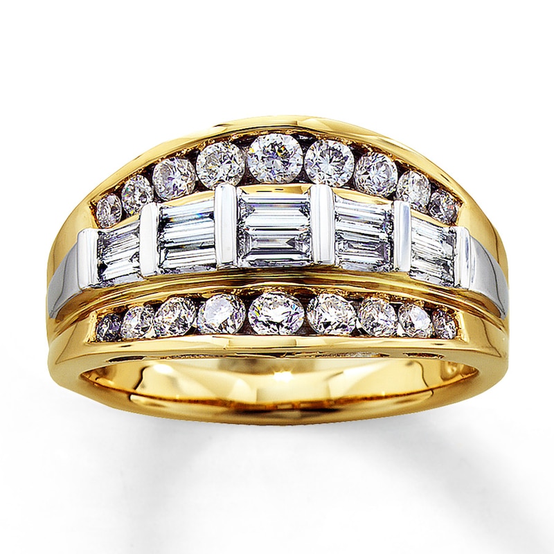 Previously Owned Anniversary Ring 1 ct tw Baguette & Round-cut Diamonds 14K Two-Tone Gold
