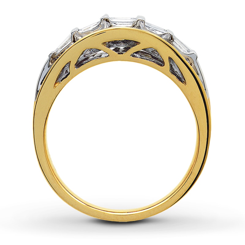 Previously Owned Anniversary Ring 1 ct tw Baguette & Round-cut Diamonds 14K Two-Tone Gold