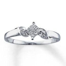 Previously Owned Promise Ring 1/6 ct tw Princess/Round 14K White Gold