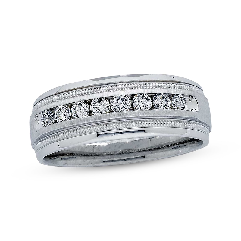Previously Owned Men's Diamond Wedding Band 1/2 ct tw Round-cut 14K White Gold - Size 10.25