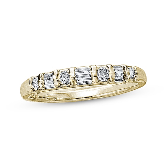 Previously Owned Baguette & Round-Cut Diamond Anniversary Band 1/2 ct tw 14K Yellow Gold