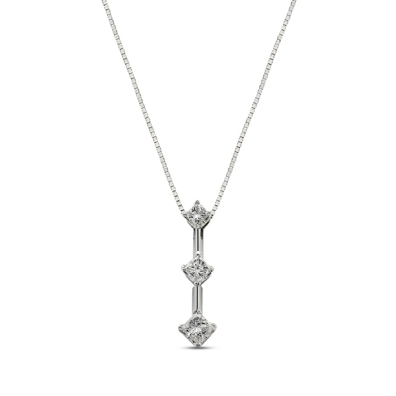 Previously Owned 3-Stone Necklace 1/2 ct tw Diamonds 14K White Gold 17"