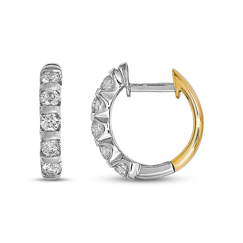 Main Image 1 of Previously Owned Diamond Hoop Earrings 1 ct tw 14K Two-Tone Gold