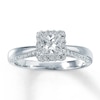 Thumbnail Image 0 of Previously Owned Diamond Engagement Ring 1 ct tw Princess/Round 14K White Gold