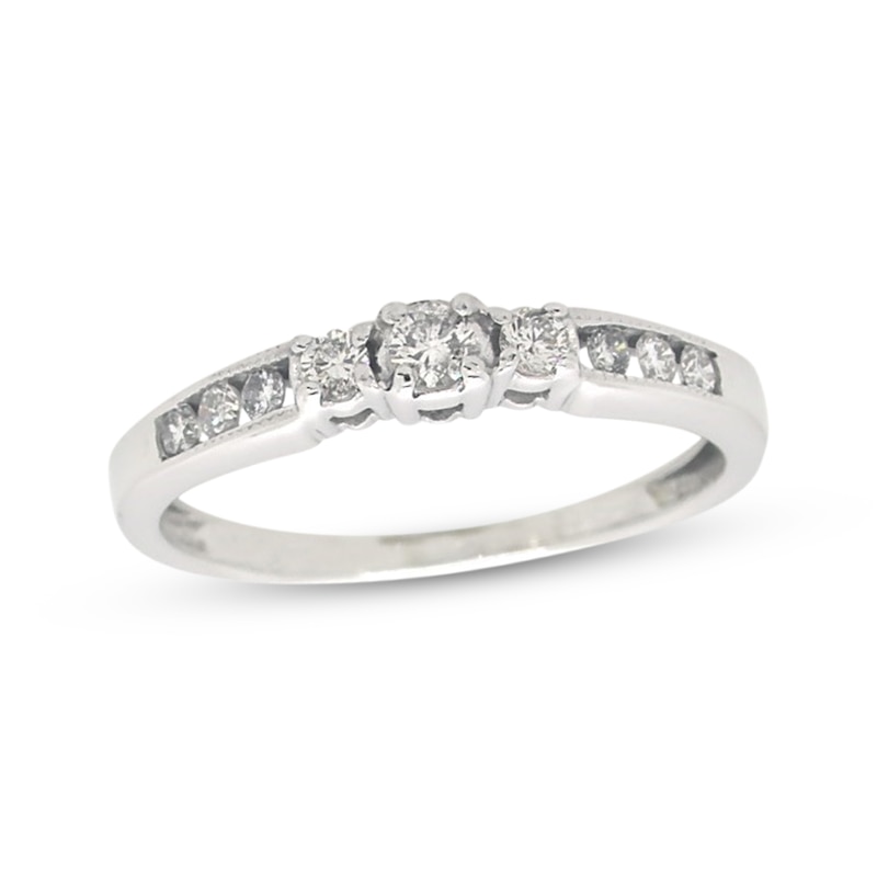 Main Image 1 of Previously Owned 3-Stone Diamond Anniversary Ring 1/4 ct tw Round 14K White Gold