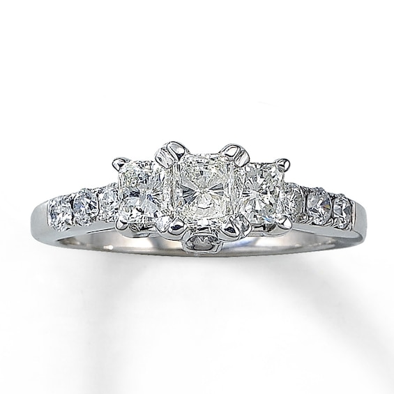 Previously Owned 3-Stone Diamond Ring 1 ct tw Radiant-cut 14K White Gold