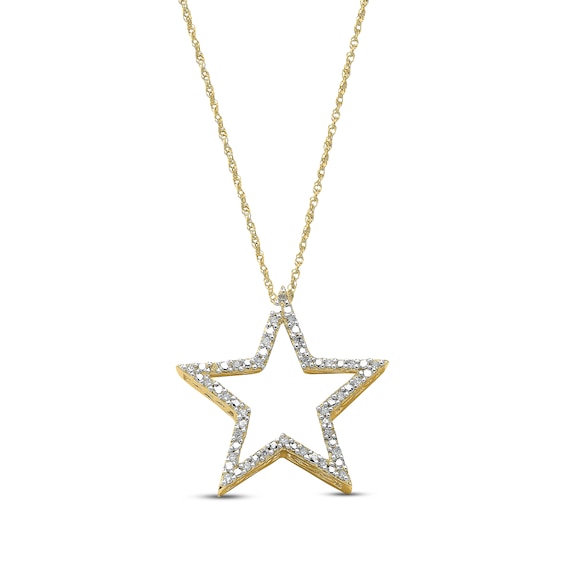 Previously Owned Diamond Star Necklace 1/10 cttw 10K Yellow Gold 18"
