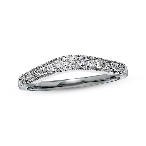 Previously Owned Diamond Contour Anniversary Band 1/6 ct tw Round-cut 14K White Gold