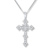 Thumbnail Image 0 of Previously Owned Diamond Cross Necklace 1-1/2 Carats tw 14K White Gold 18"