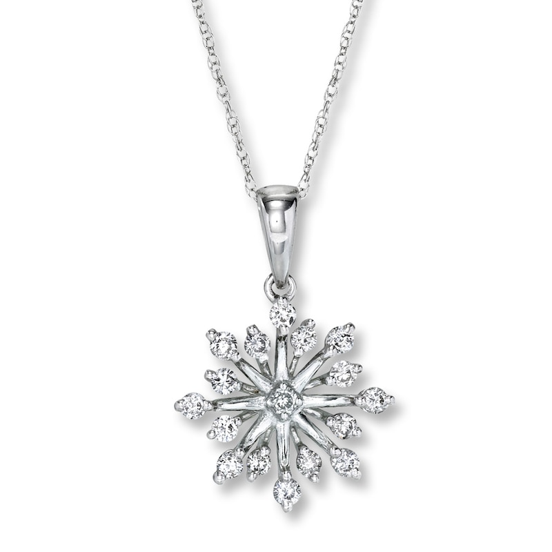 Previously Owned Diamond Snowflake Necklace 1/3 ct tw 14K White Gold