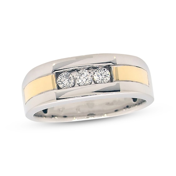 Previously Owned Men's Diamond Wedding Band 1/3 ct tw Round-cut 10K Two-Tone Gold