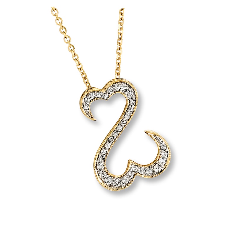 Main Image 1 of Previously Owned Open Hearts Necklace 1/4 ct tw Diamonds 14K Yellow Gold