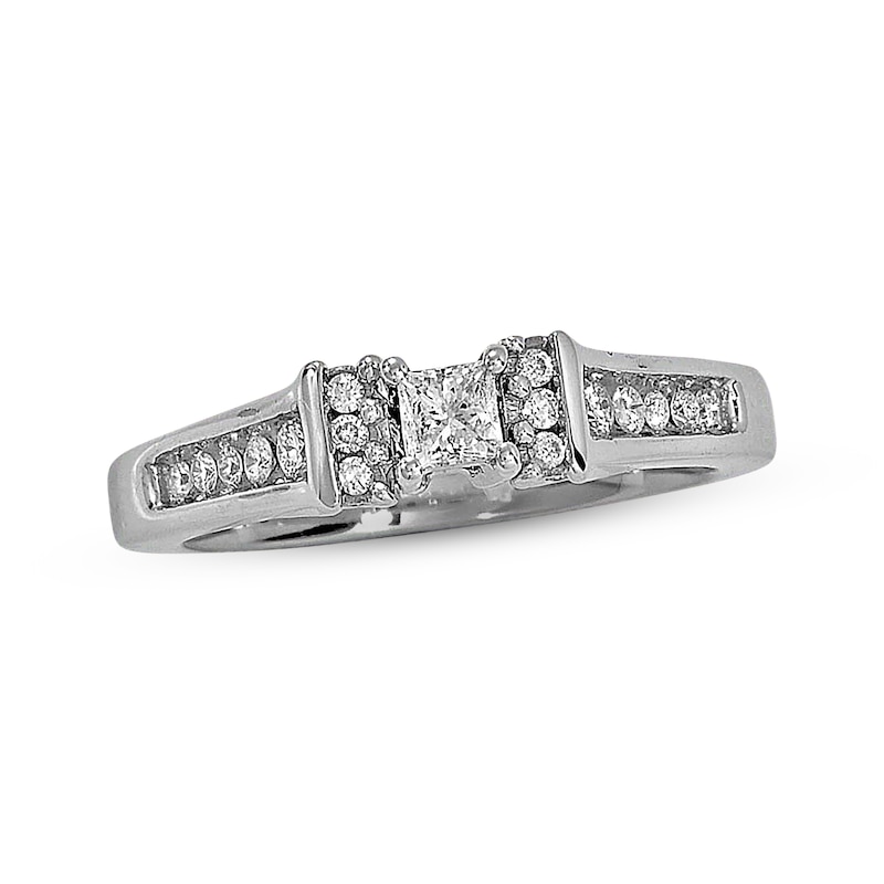 Previously Owned Diamond Engagement Ring 3/8 ct tw Princess & Round-cut 14K White Gold