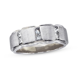 Previously Owned Men's Wedding Band 5/8 ct tw Square-cut Diamonds 14K White Gold - Size 13.25