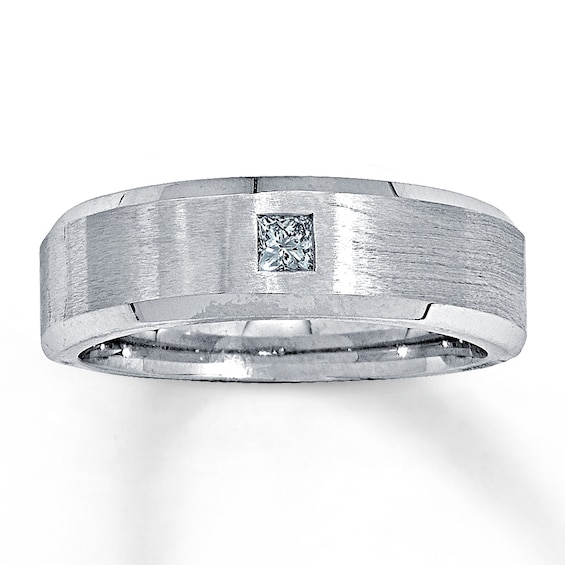 Previously Owned Men's Diamond Band 1/6 ct tw Square-cut 14K White Gold