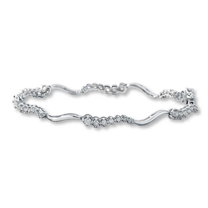 Main Image 1 of Previously Owned Diamond Journey Bracelet 1ct tw 10K White Gold 7.25&quot;