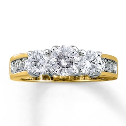 Previously Owned 3-Stone Diamond Ring 2 ct tw Round-cut 14K Yellow Gold