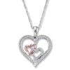 Thumbnail Image 1 of Previously Owned Diamond Heart Necklace 1/4 ct tw Sterling Silver & 10K Rose Gold 18&quot;