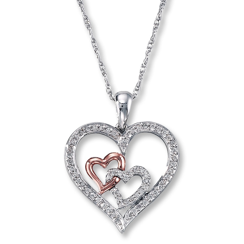 Main Image 1 of Previously Owned Diamond Heart Necklace 1/4 ct tw Sterling Silver & 10K Rose Gold 18&quot;