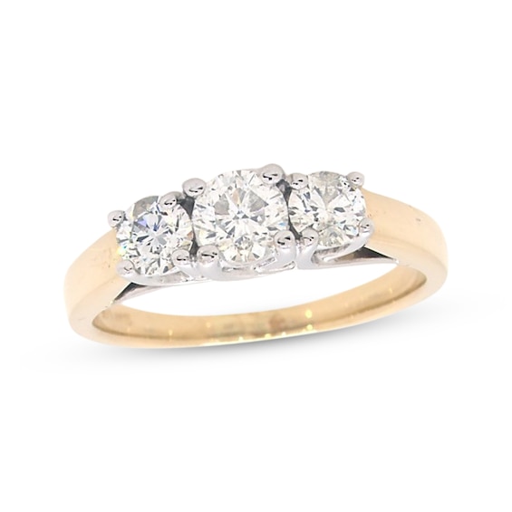 Previously Owned Three-Stone Diamond Ring 1 ct tw Round-cut 14K Yellow Gold