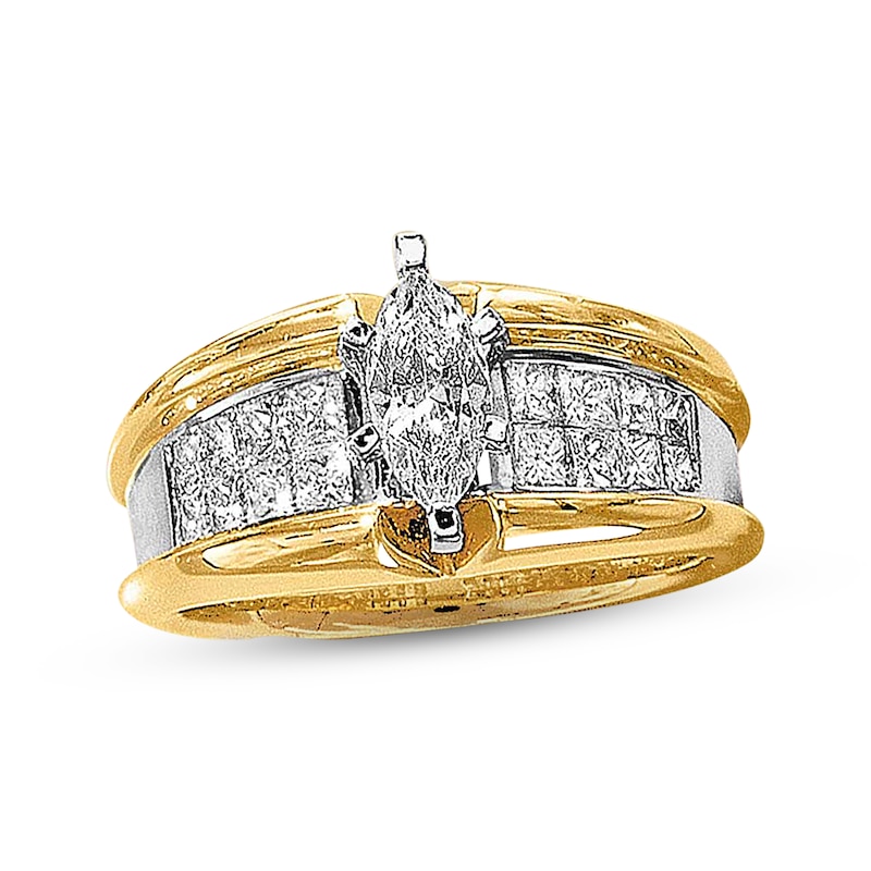 Previously Owned Diamond Engagement Ring 1-1/2 ct tw Marquise & Princess-cut 14K Yellow Gold