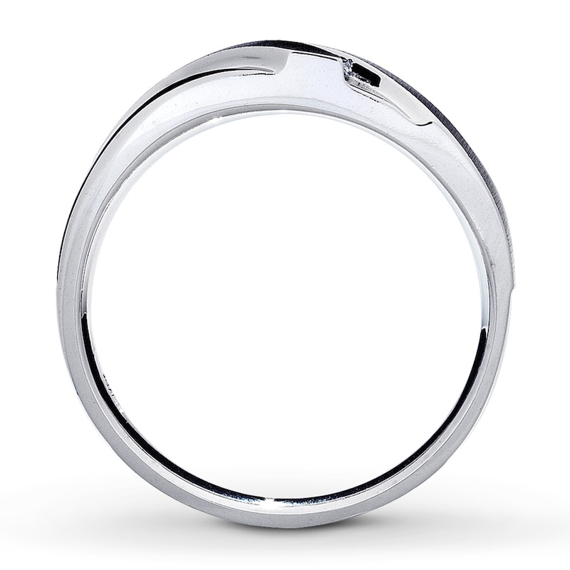 Main Image 2 of Previously Owned Men's Diamond Wedding Band 1/10 ct tw Round-cut 10K White Gold