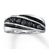 Thumbnail Image 0 of Previously Owned Men's Black Diamond Wedding Band 3/4 ct tw Round-cut 10K White Gold