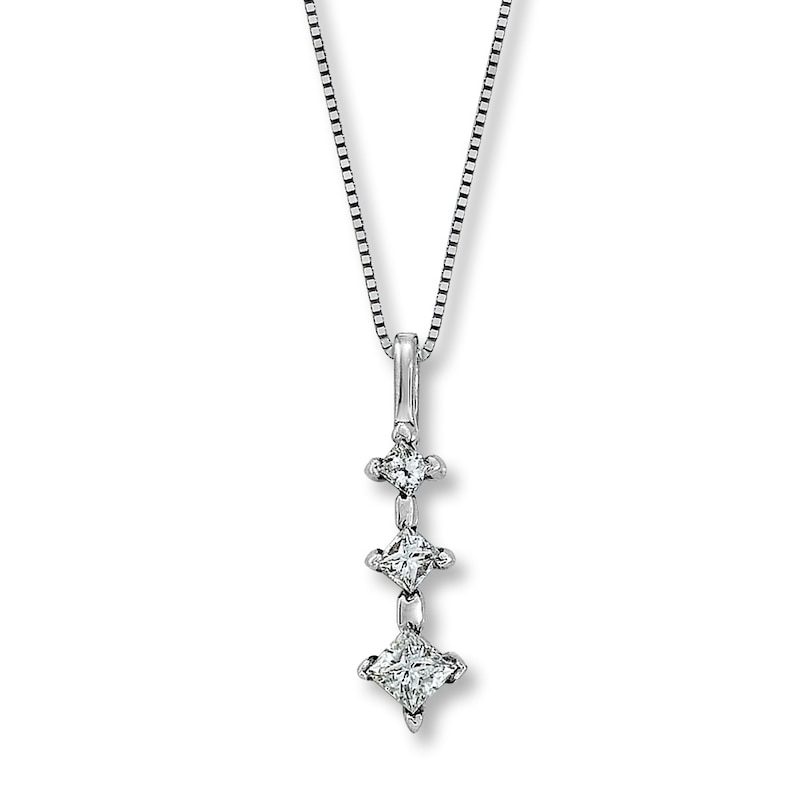 Main Image 1 of Previously Owned Diamond Necklace 1/3 ct tw Princess-cut 14K White Gold 18&quot;