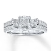 Thumbnail Image 0 of Previously Owned Three-Stone Diamond Engagement Ring 1-1/2 ct tw Princess & Round 14K White Gold
