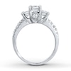Thumbnail Image 1 of Previously Owned Three-Stone Diamond Engagement Ring 1-1/2 ct tw Princess & Round 14K White Gold
