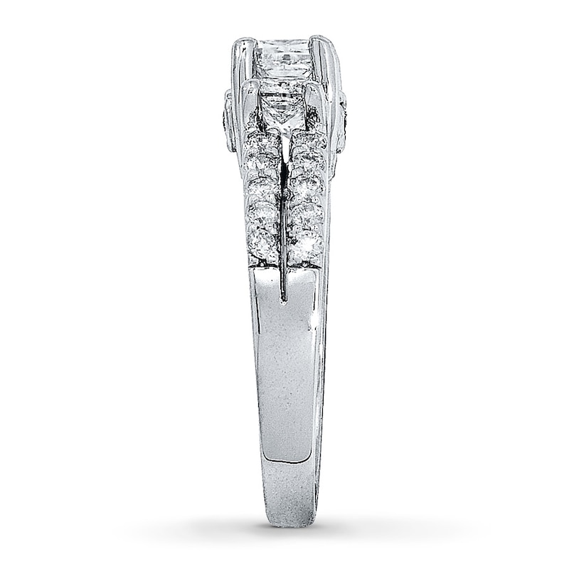 Previously Owned Three-Stone Diamond Engagement Ring 1-1/2 ct tw Princess & Round 14K White Gold