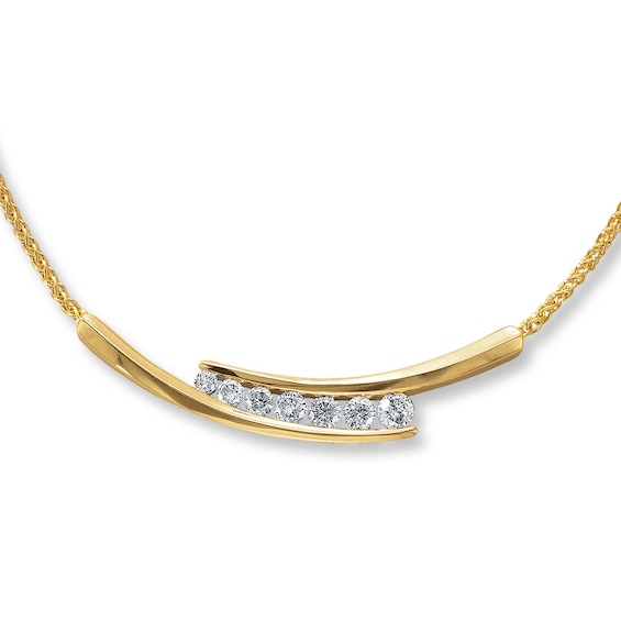 Previously Owned Diamond Necklace 1 ct tw Round-Cut 14K Yellow Gold 17.5