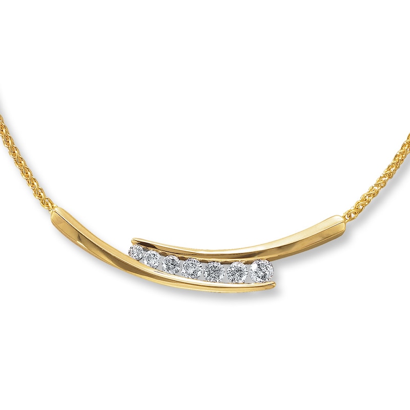 Main Image 1 of Previously Owned Diamond Necklace 1 ct tw Round-Cut 14K Yellow Gold 17.5