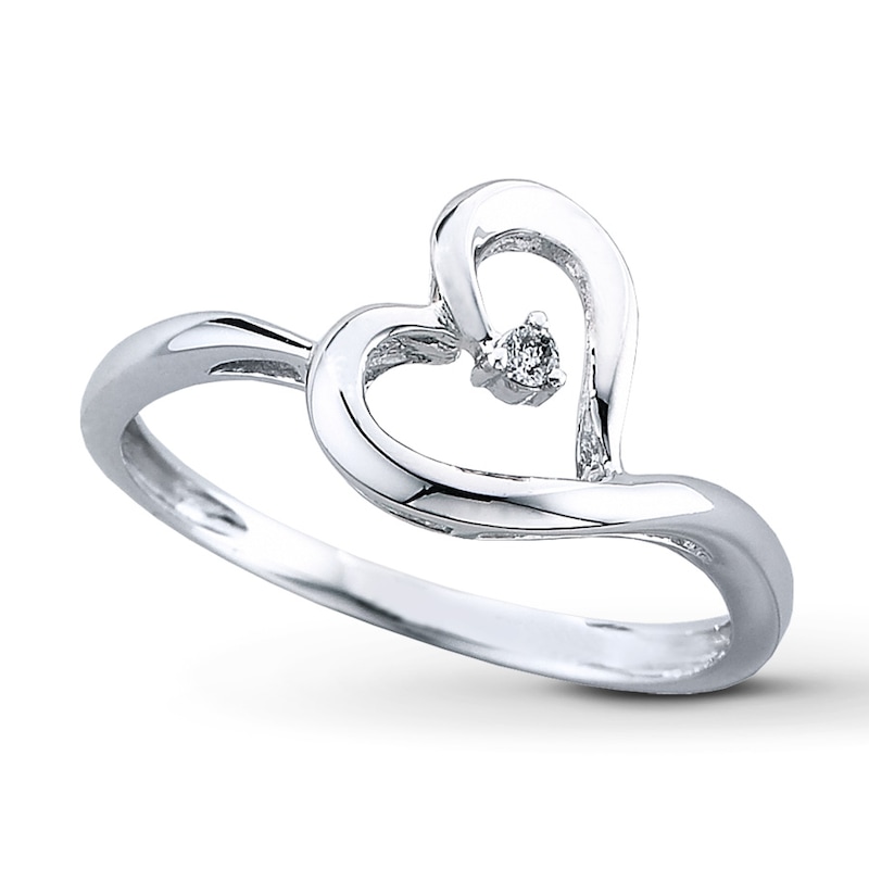 Previously Owned Heart Ring Diamond Accents 10K White Gold