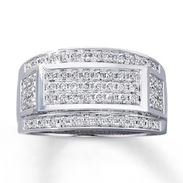 Previously Owned Men's Ring 1 ct tw Round-cut Diamonds 10K White Gold