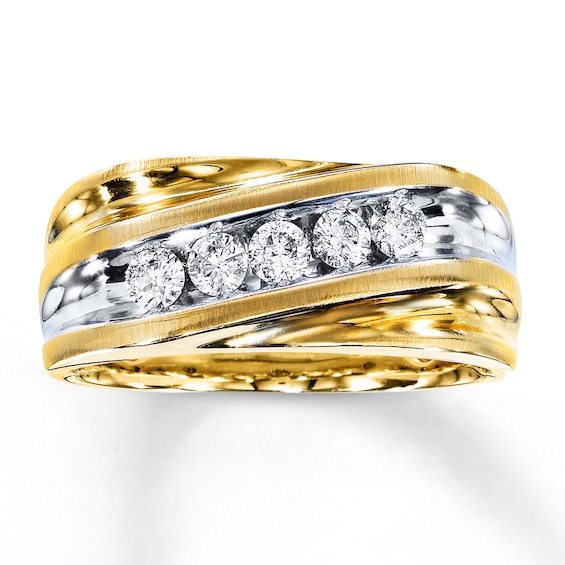 Previously Owned Men's Wedding Band 1/2 ct tw Round-cut Diamonds 14K Yellow Gold