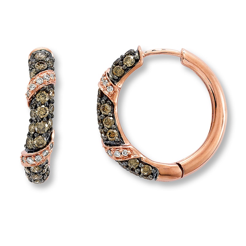 Main Image 1 of Previously Owned LeVian Chocolate Diamonds 1 ct tw Hoop Earrings 14K Rose Gold