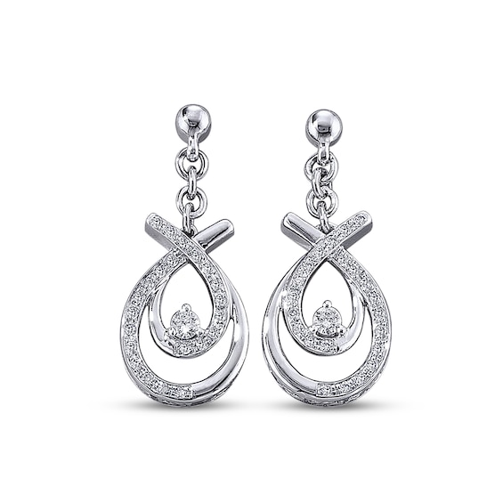 Previously Owned Dangle Earrings 1/4 ct tw Diamonds 10K White Gold