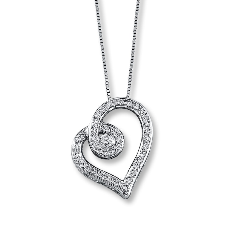 Heartbeat Necklace 1/20 ct tw Diamonds 10K White Gold