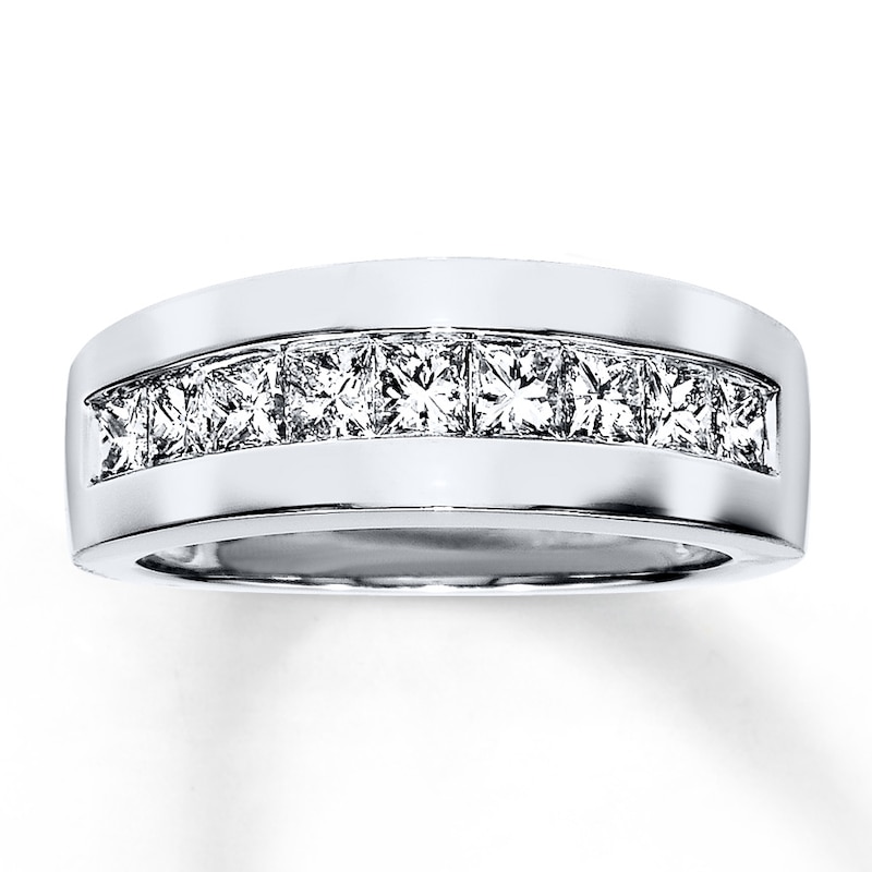 Main Image 1 of Previously Owned Men's Diamond Band 1-1/2 ct tw Square-cut 14K White Gold