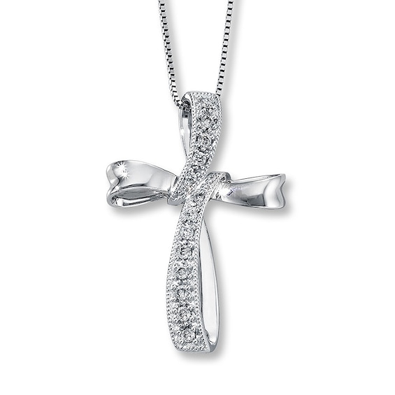 Previously Owned Diamond Cross Necklace 1/ ct tw 10K White Gold 18