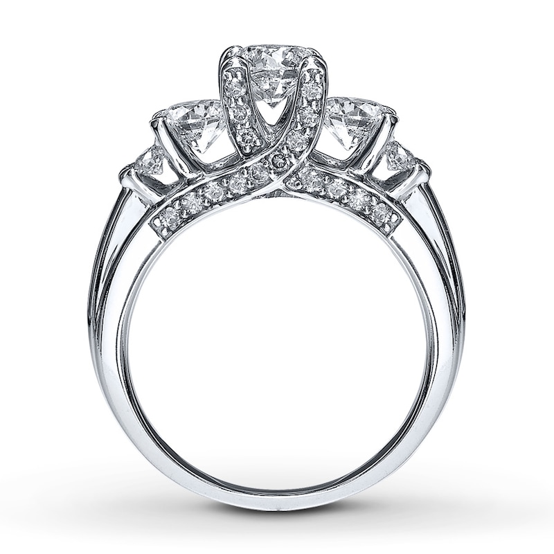 Main Image 2 of Previously Owned Three-Stone Diamond Ring 1-7/8 ct tw Round-cut 14K White Gold