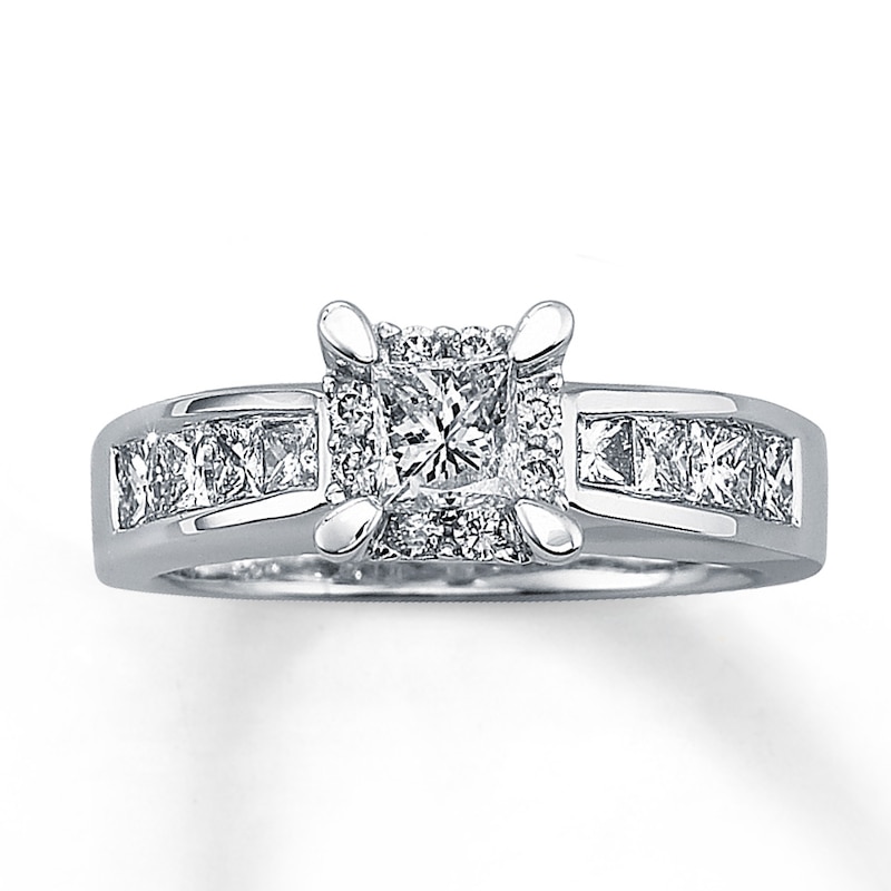 Main Image 1 of Previously Owned Diamond Engagement Ring 1-1/4 ct tw Princess-cut 14K White Gold