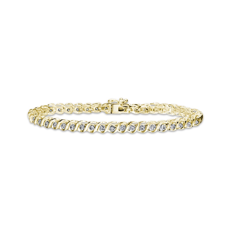 Previously Owned Round-Cut Diamond Tennis Bracelet 2 ct tw 10K Yellow Gold 7.25"