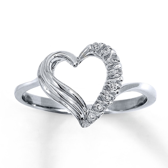 Previously Owned Diamond Heart Ring 1/20 ct tw Round-cut 10K White Gold