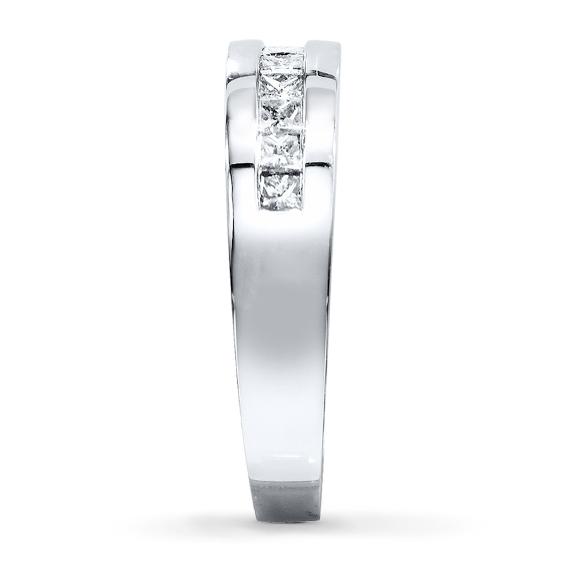 Main Image 3 of Previously Owned Men's Diamond Wedding Band 5/8 ct tw Square-cut 10K White Gold