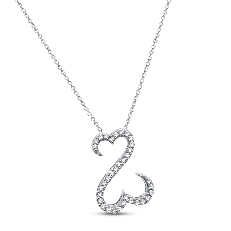 Previously Owned Open Heart Necklace 1/15 cttw Diamonds 10K White Gold ...